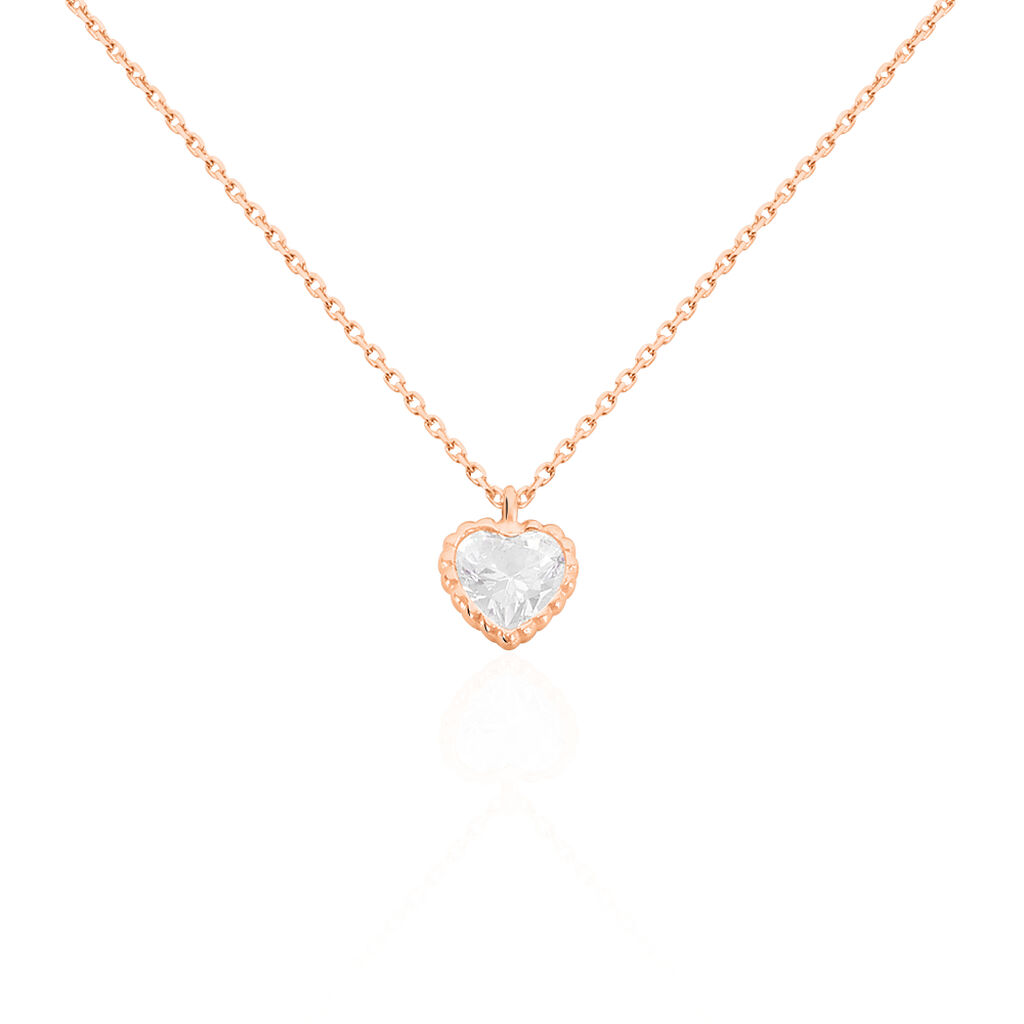 DOTTI Damen Collier Rosegold 375 (9 Karat) Zirkonia Weiß 0,8 ct Herz, Collier mit Stein
