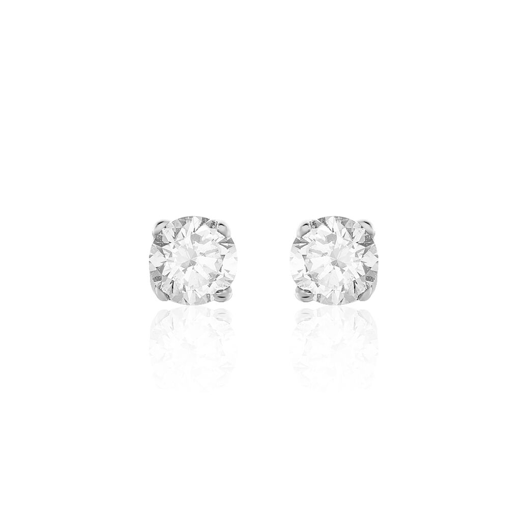 Boucles D'oreilles Or Blanc Victoria Puces Diamants - Spannringe Damen | OROVIVO