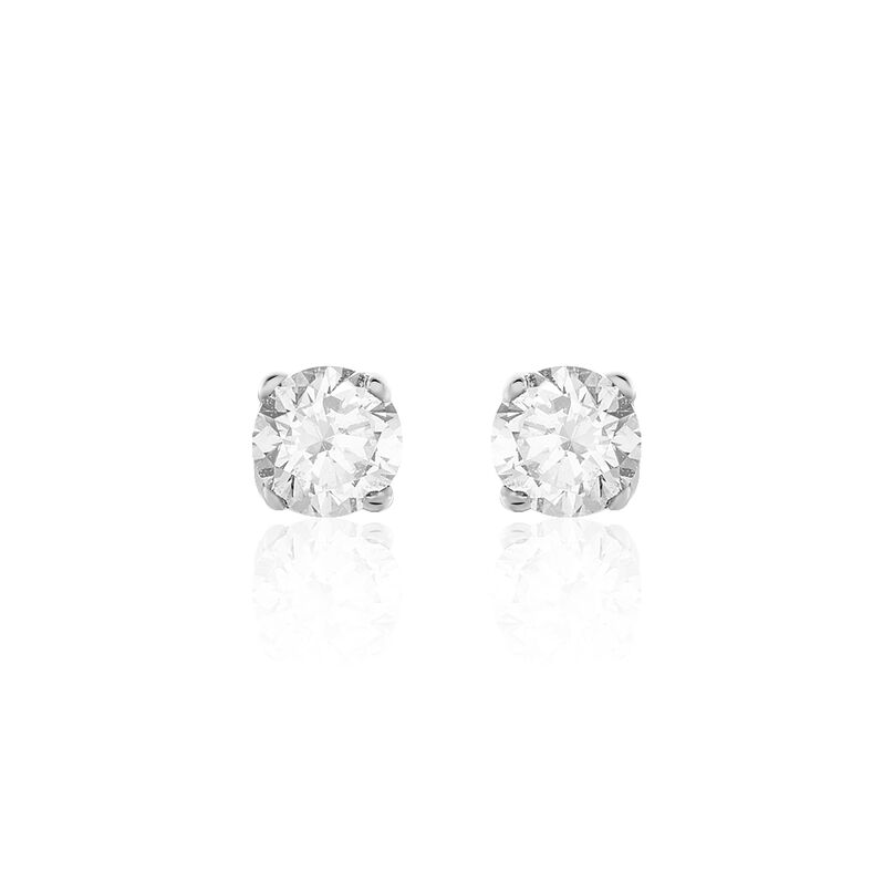 Boucles D'oreilles Or Blanc Victoria Puces Diamants - Spannringe Damen | OROVIVO