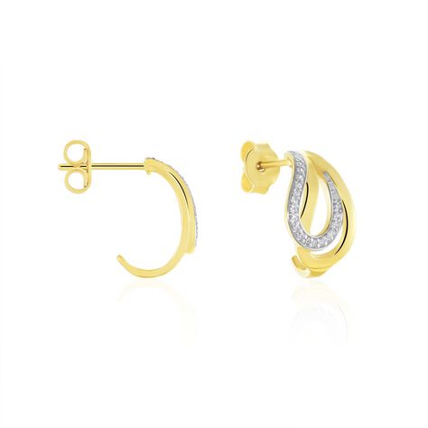 Damen Steckcreolen Silber 925 Vergoldet Bicolor Zirkonia - Creolen Damen | OROVIVO