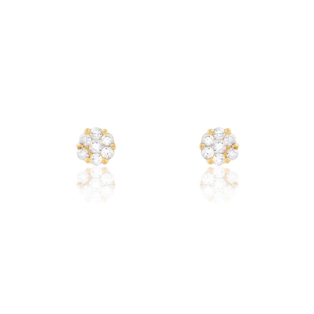 Ohrringe Ohrstecker Ø 7 mm Zirkonia  750er Weißgold vergoldet O2920S 