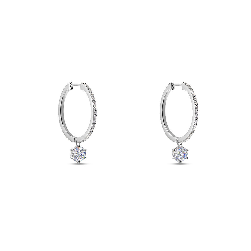 Damen Creolen Silber 925 Zirkonia Wei&szlig; 3,4 ct Kreis
