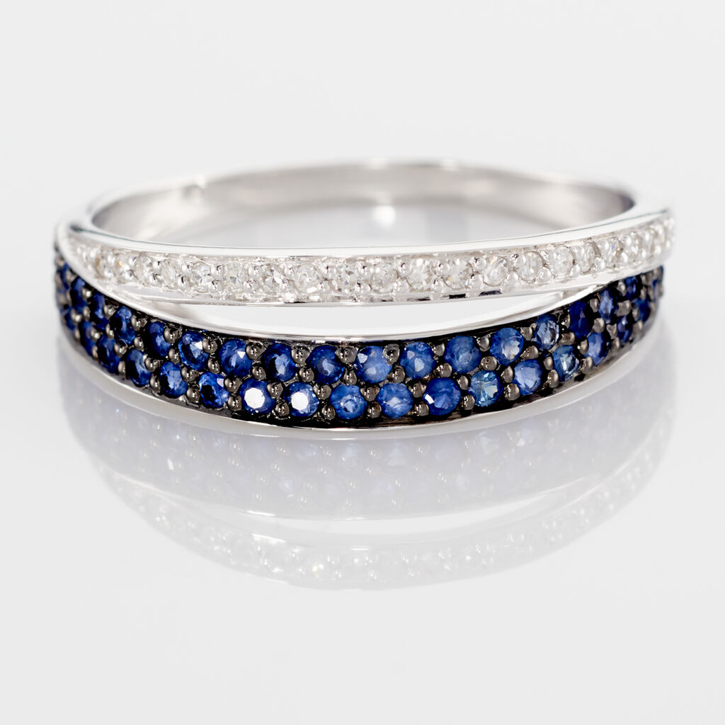 Bague Agapanthe Or Blanc Saphir Et Diamant - Spannringe Damen | OROVIVO