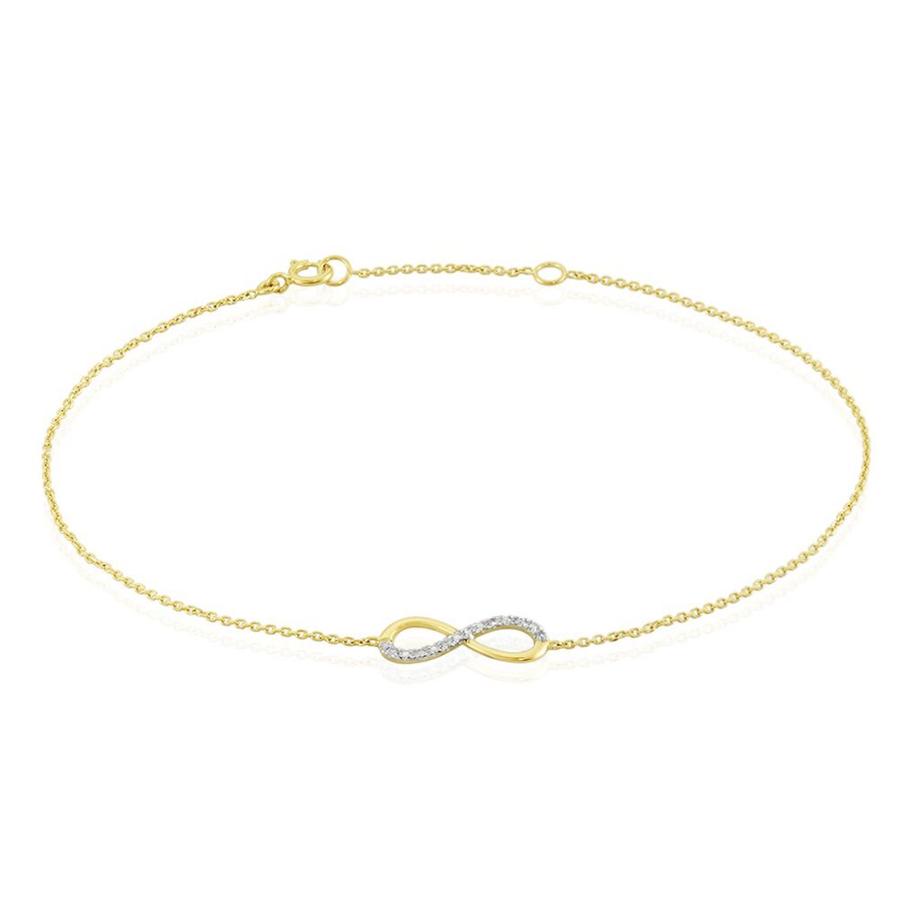 Thumbnail - Damen Armband Gold Bicolor Gelb/Silber 375 Diamant 0,02ct Infinity Nuovo, Armband mit Stein