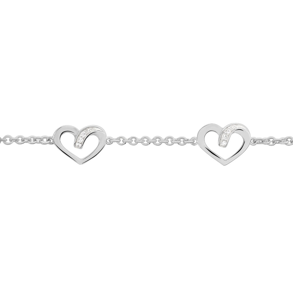 Damen Armband Silber 925 Zirkonia Wei&szlig; Herz