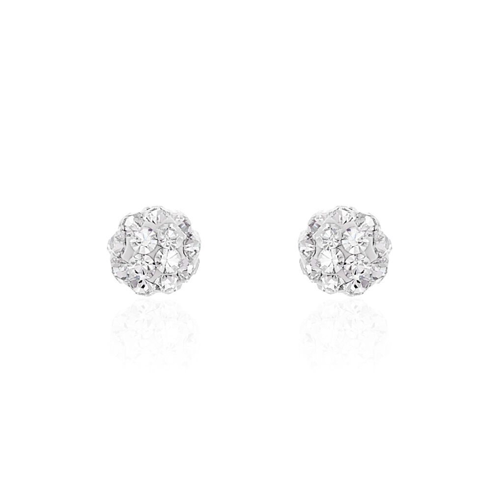Damen Ohrstecker Gold 375 (9 Karat) Kristall Weiß Ball B 4 mm - Ohrstecker Damen | OROVIVO