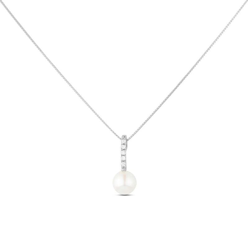 Collana Gold Pearls Oro Bianco Perla D'Acqua Dolce Diamante - Spannringe Damen | OROVIVO