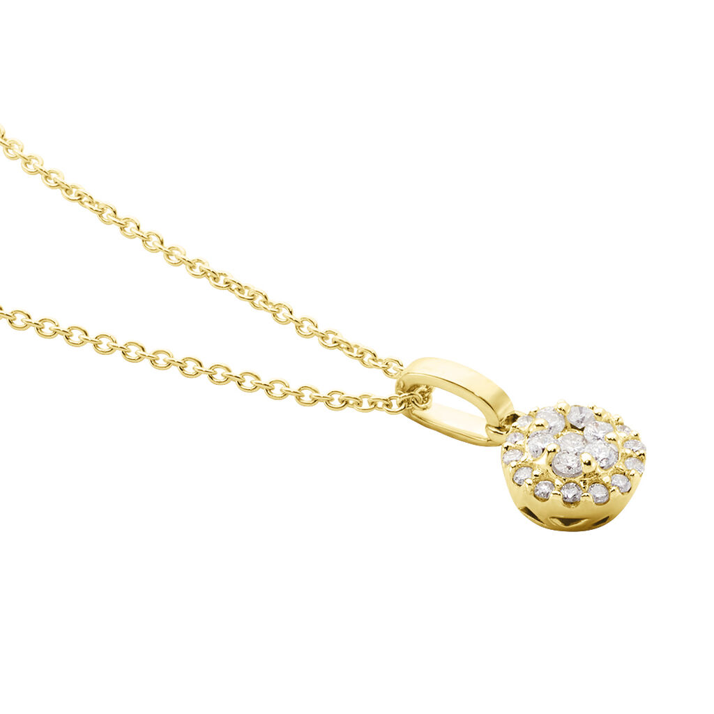 Damen Collier Gold 375 Diamant 0,25ct Kreis Bloom - Halsketten Damen | OROVIVO
