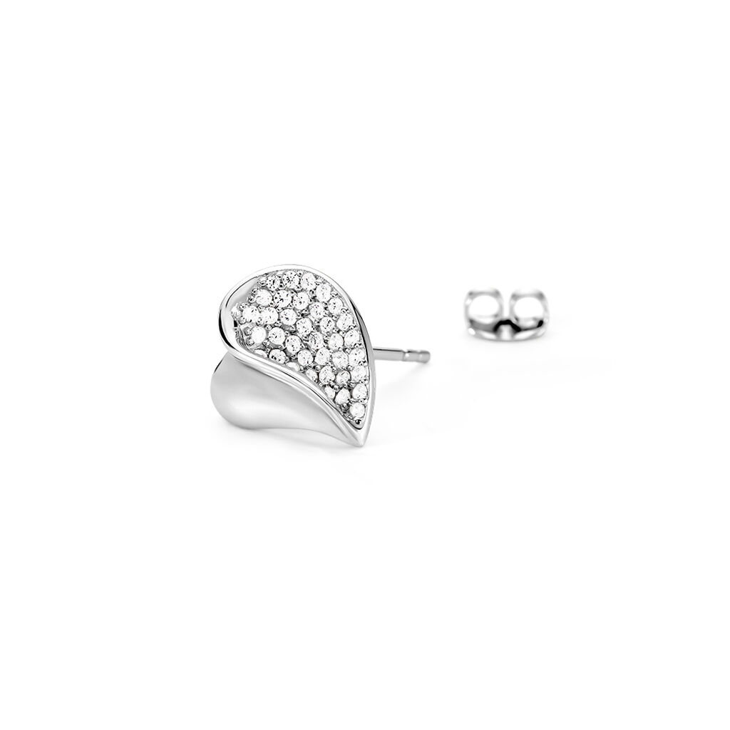 KALI Damen Ohrstecker Silber 925 Zirkonia Wei&szlig; 0,54 ct Blatt