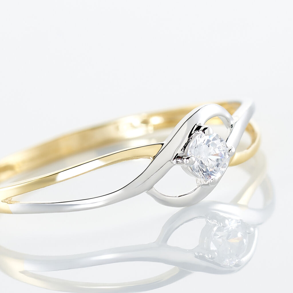 Bague Croise Or Bicolore Oxyde De Zirconium - Spannringe Damen | OROVIVO