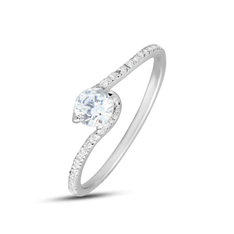 Anello Solitario Claire Oro Bianco Cubic Zirconia - Spannringe Damen | OROVIVO