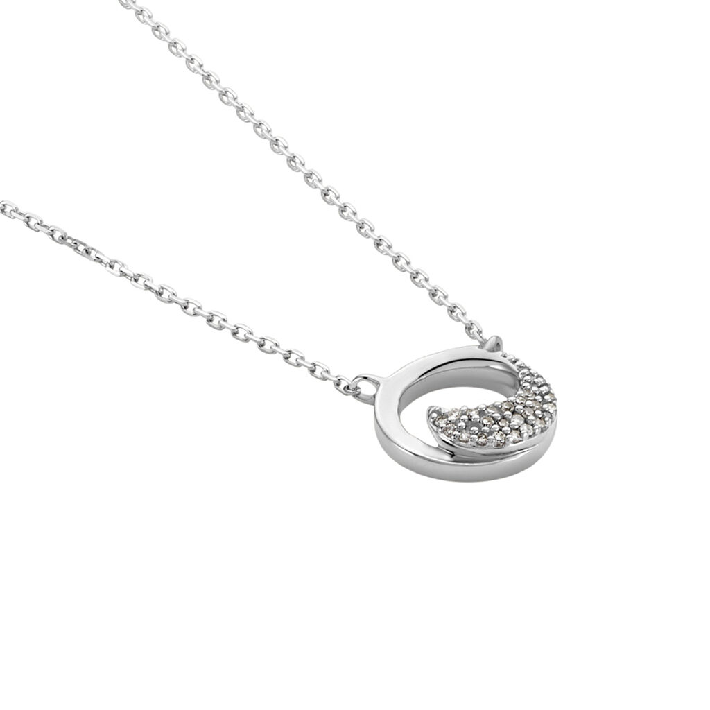 SARIAH Damen Collier Wei&szlig;gold 585 (14 Karat) Diamant Wei&szlig; 0,06 ct Kreis