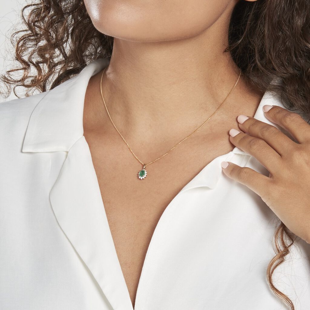 Pendentif Or Jaune Emeraude Diamants - Spannringe Damen | OROVIVO