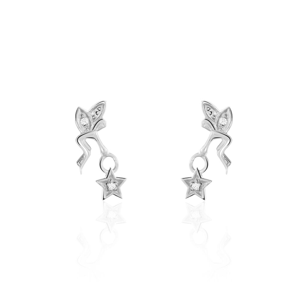 Boucles D'oreilles Pendantes Alison Argent Blanc Pierre De Synthese - Spannringe Damen | OROVIVO