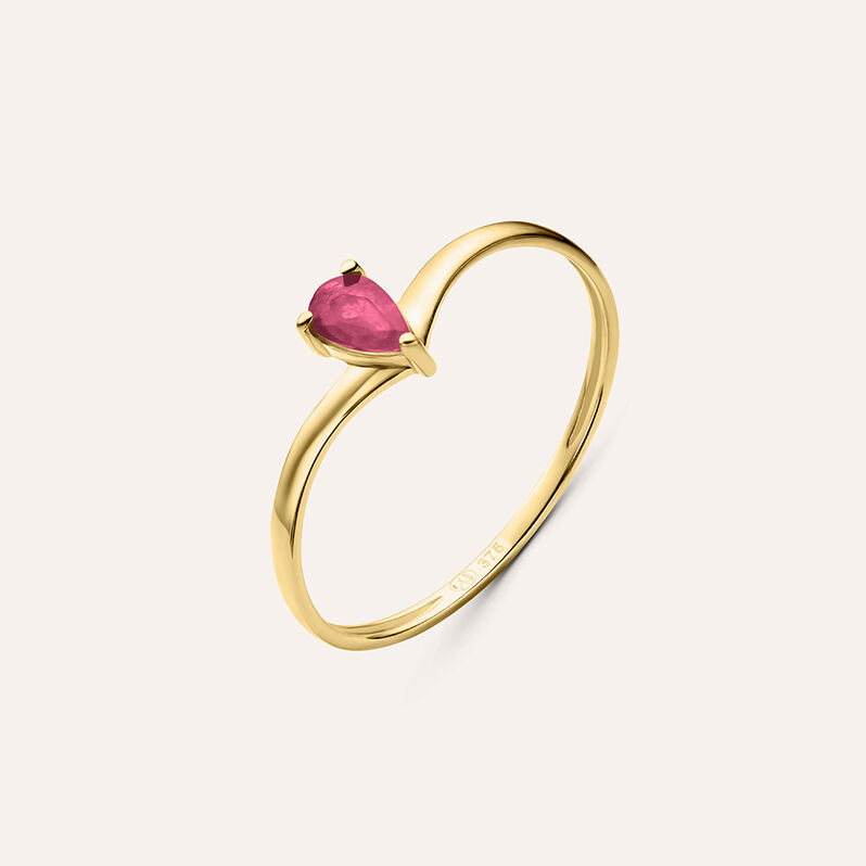 Anello Solitario Charlotte Oro Giallo Rubino - Spannringe Damen | OROVIVO
