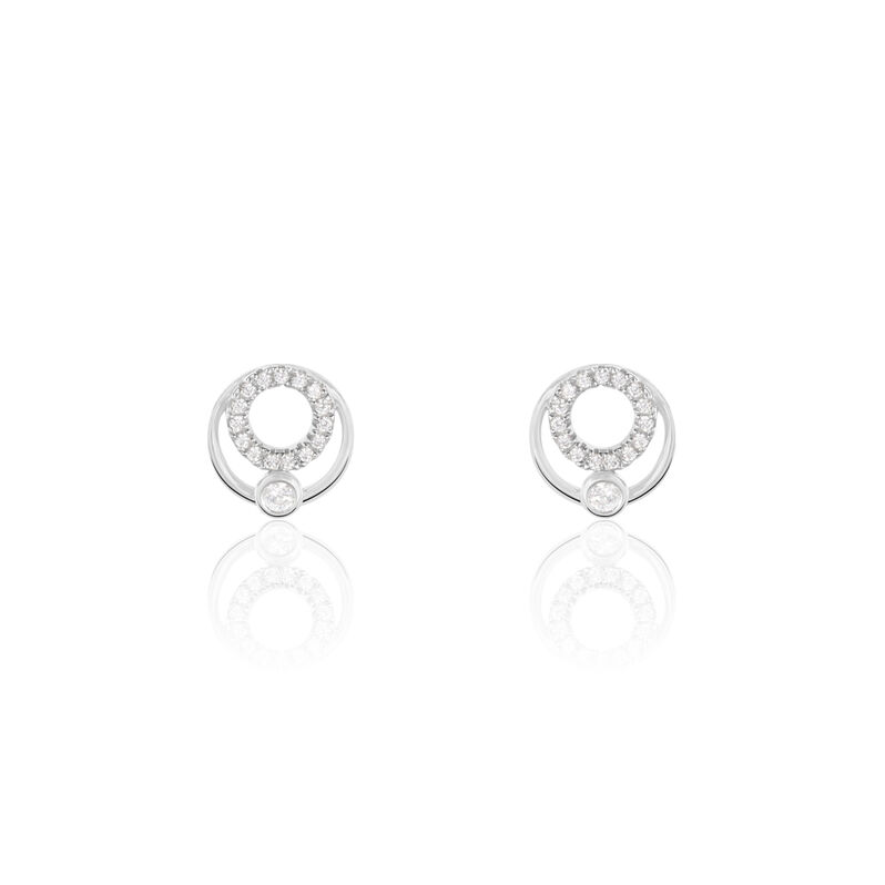 Damen Ohrstecker Weißgold 375 Zirkonia Kreis Laura  - Ohrstecker Damen | OROVIVO