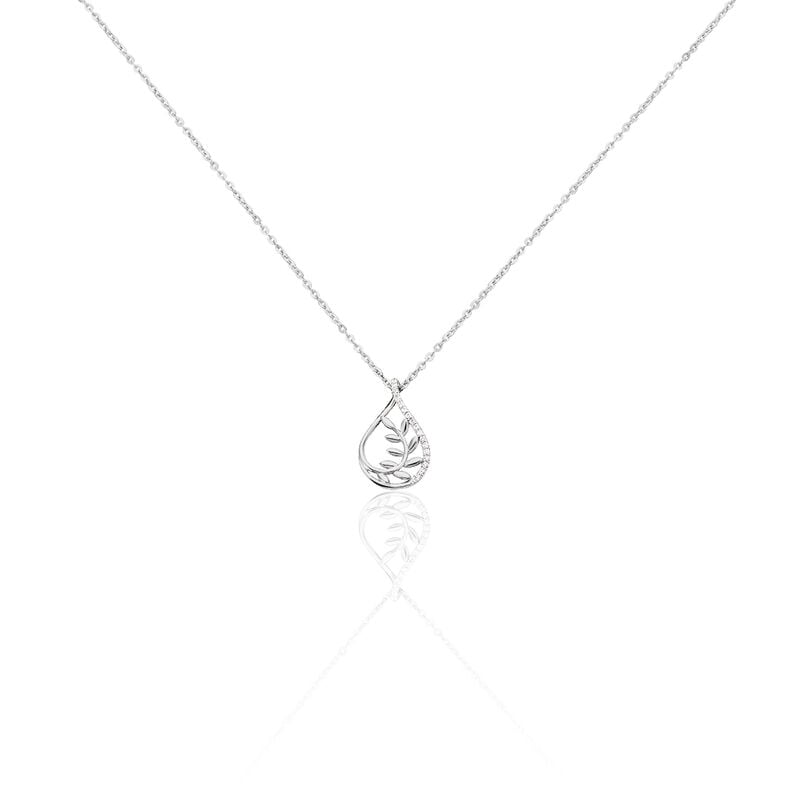 BERITA Damen Collier Silber 925 Zirkonia Wei&szlig; Blatt - Halsketten Damen | OROVIVO