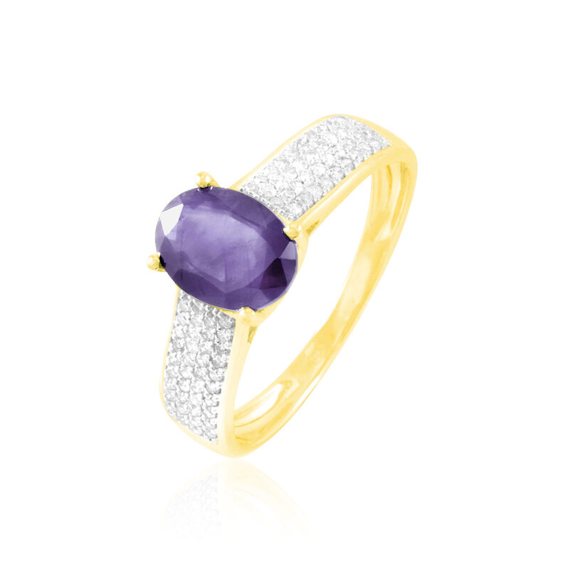 Bague Crista Or Jaune Amethyste Et Diamant - Spannringe Damen | OROVIVO