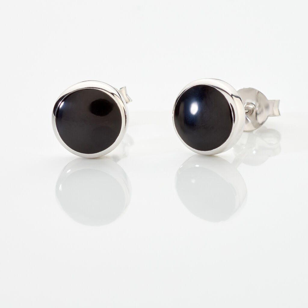 SELIRA Damen Ohrstecker Silber 925 Onyx Schwarz 0,22 ct Kreis
