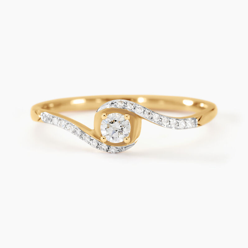 Bague Vrille Accompagnee Or Jaune Diamant - Spannringe Damen | OROVIVO