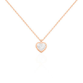 Damen Halskette Gold 375 Rosé Vergoldet Zirkonia - Herzketten Familie | OROVIVO
