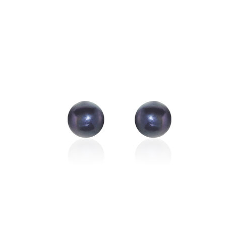 Damen Perlenohrringe Gold 375 Zuchtperle Schwarz 7-7,5mm - Ohrstecker Damen | OROVIVO
