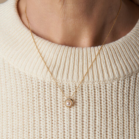 Damen Halskette Gold 375 Zuchtperle Zirkonia Kreis Isabella - Halsketten Damen | OROVIVO