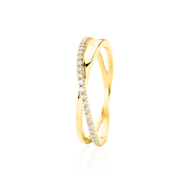 Damen Ring Gold 375 Rund Weiß Twist 1 - Ringe mit Stein Damen | OROVIVO