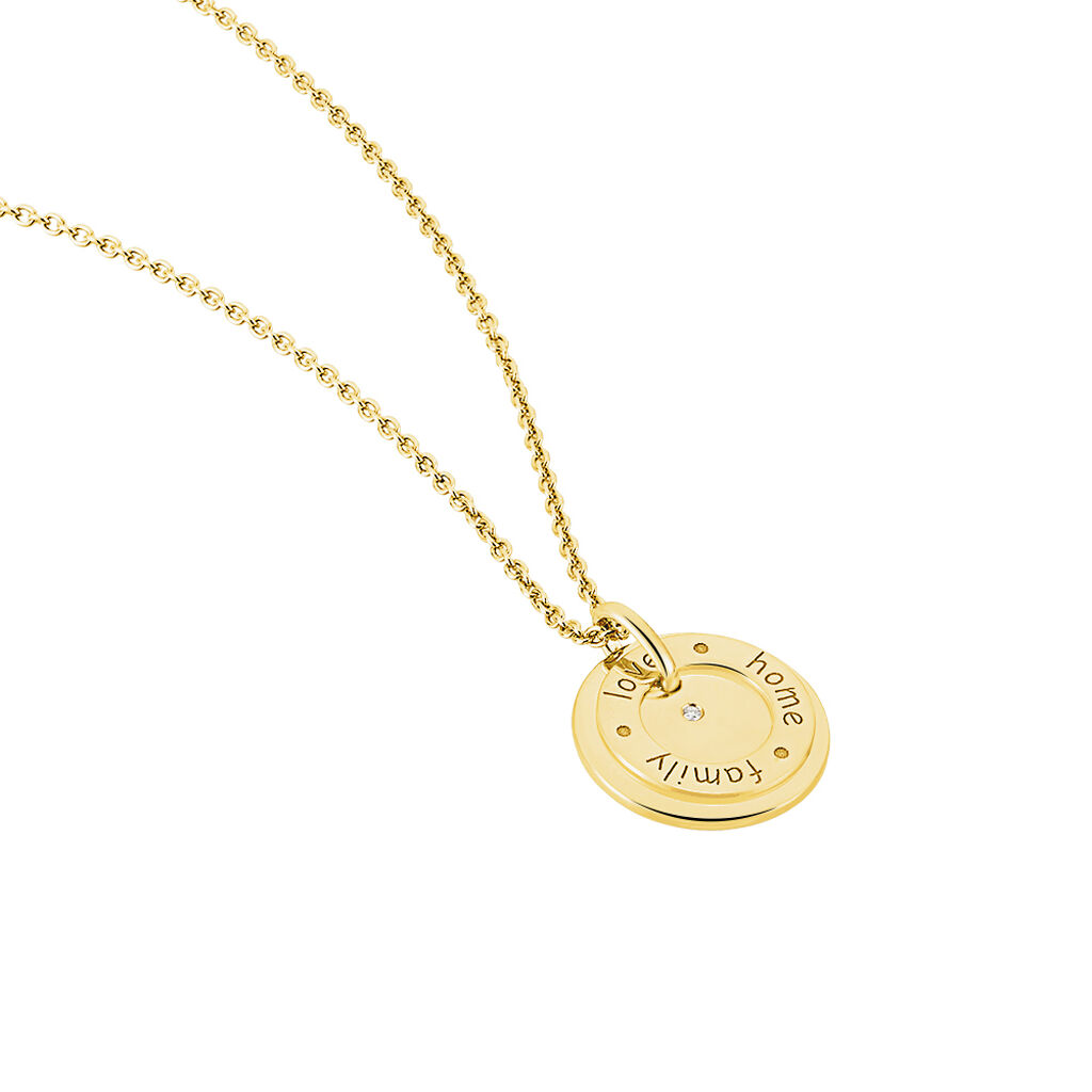 Damen Collier Silber vergoldet 925 Diamant 0,01ct Kreis Botschaft - Halsketten Damen | OROVIVO