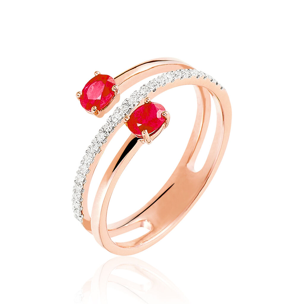 Bague Or Rose Rubis Et Diamant - Spannringe Damen | OROVIVO