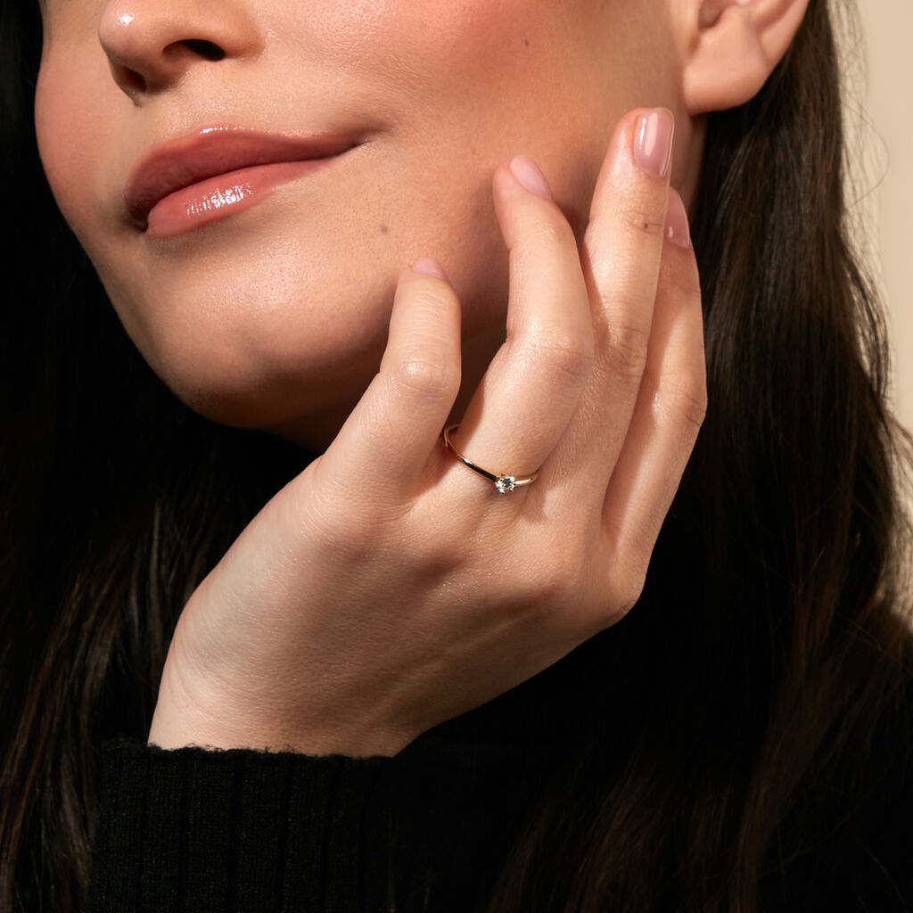 MONOPOLI Damen Ring Gold 585 (14 Karat) Diamant Wei&szlig; 0,16 ct