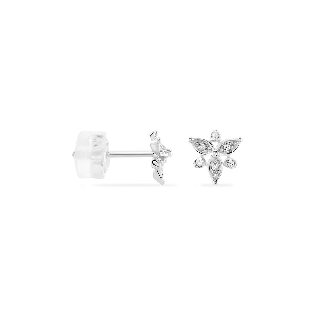 Boucles D'oreilles Or Weiss Arsena Fleurs Diamants - Spannringe Damen | OROVIVO