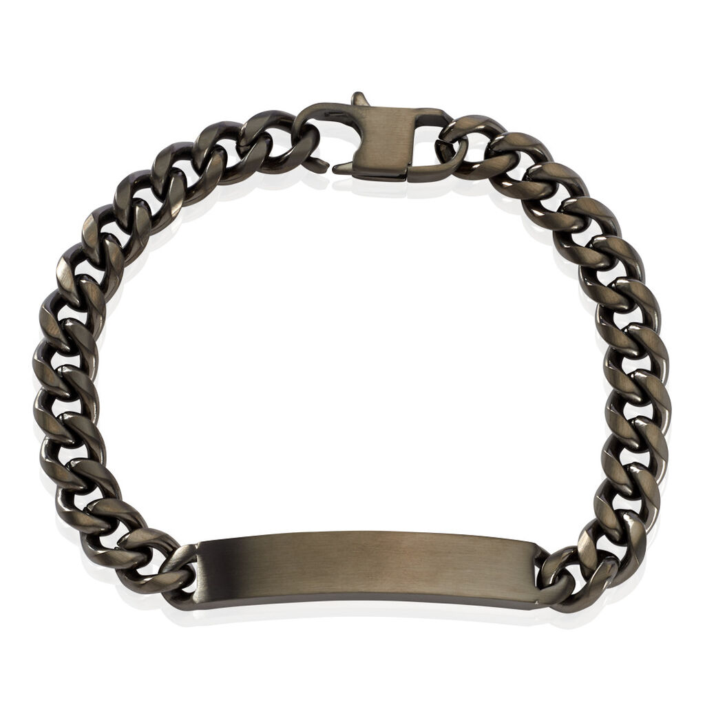 MATEO Herren ID Armband Edelstahl Grau B 8 mm, ID Armband ohne Stein