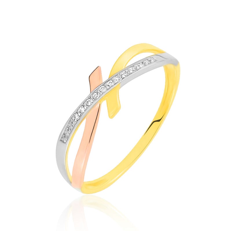 Bague Fani Or Jaune Vagues Croisees - Spannringe Damen | OROVIVO