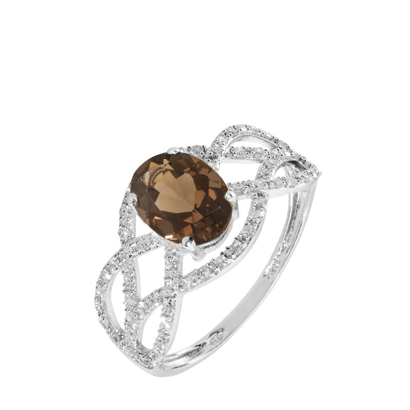 Bague Tina Or Blanc Quartz Et Diamant - Spannringe Damen | OROVIVO