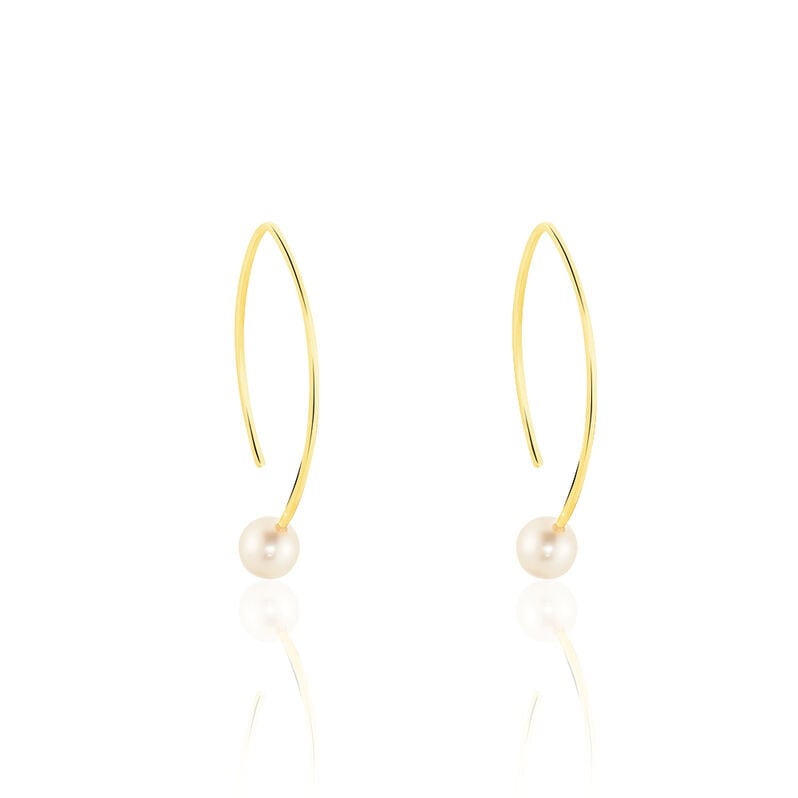 HESSA Damen Ohrringe Lang Gold 375 (9 Karat) Zuchtperle Perlmutt - Ohrhänger Damen | OROVIVO