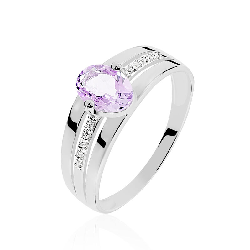 Bague Milna Or Blanc Amethyste Et Oxyde De Zirconium - Spannringe Damen | OROVIVO