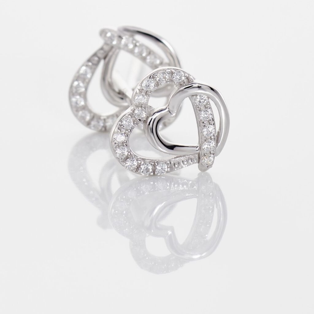 CECILIA Damen Ohrstecker Wei&szlig;gold 375 (9 Karat) Zirkonia Wei&szlig; 0,15 ct