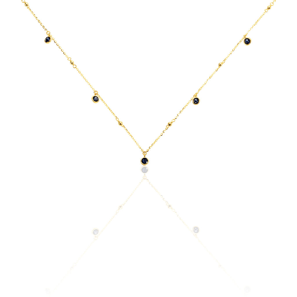 Thumbnail - TALILA 1 Damen Collier Gold 375 (9 Karat) Zirkonia Blau 0,16 ct Kreis, Collier mit Stein