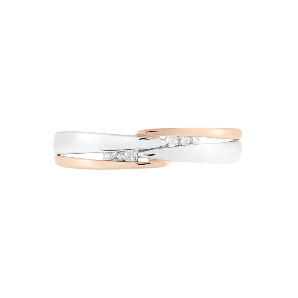 Damen Ring Gold Bicolor Silber/Roségold 375 Diamant 0,42ct Saca 22,00mm  - Ringe mit Stein Damen | OROVIVO