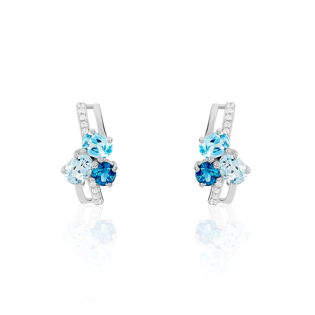 Boucles D'oreilles Puces Urane Or Blanc Topaze - Spannringe Damen | OROVIVO