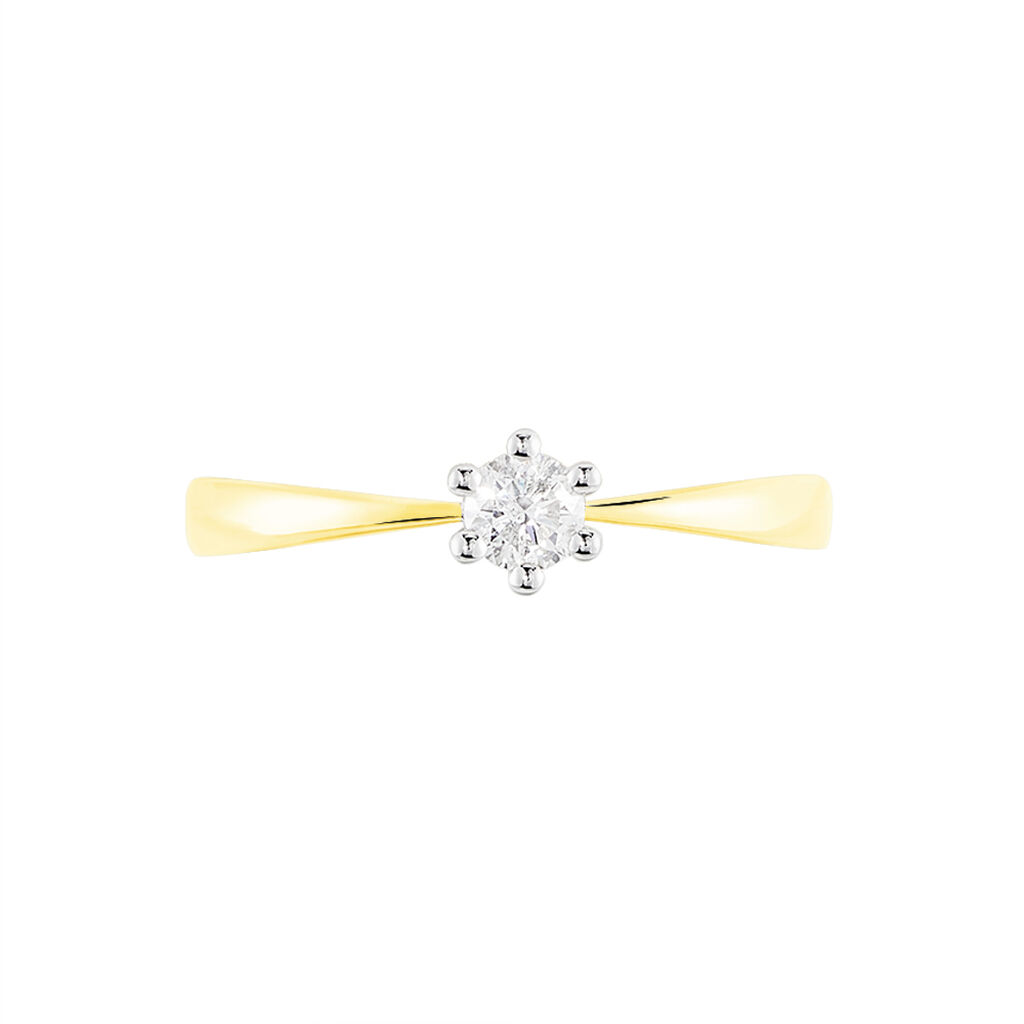 Damen Ring Gold Bicolor 375 Diamant 0,2ct Rome  - Solitärringe Damen | OROVIVO