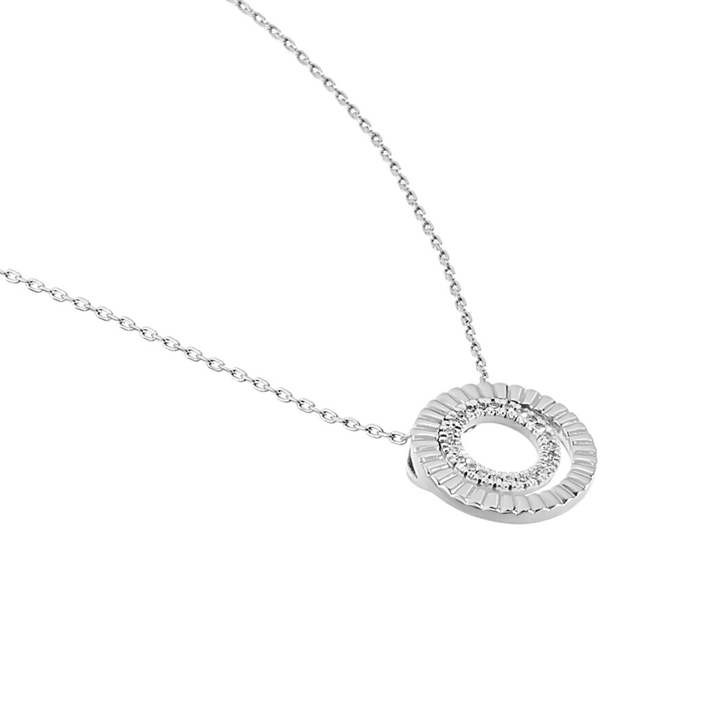 Collier Or Weiss Margette Forme Doubles Cercles Effet Diamante - Spannringe Damen | OROVIVO