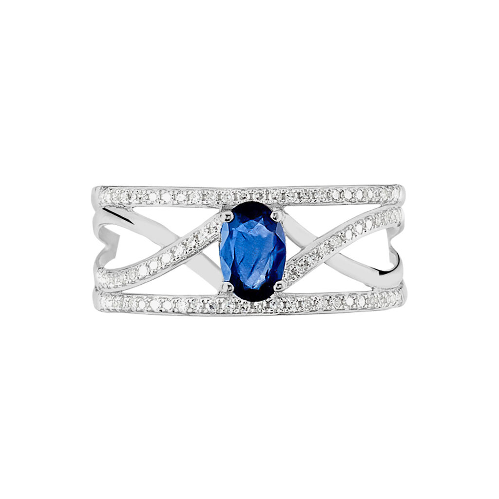 Bague Emeralina Or Blanc Saphir Et Diamant - Spannringe Damen | OROVIVO