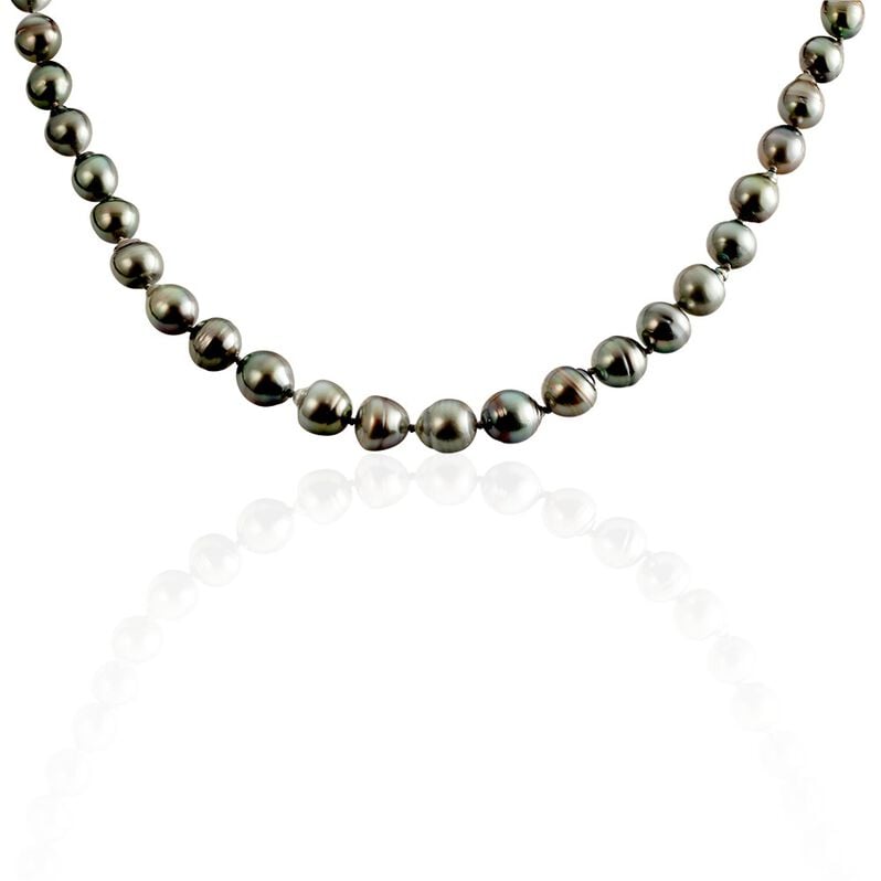 GELLA Damen Collier Wei&szlig;gold 585 (14 Karat) Tahitiperle Schwarzer Perlmutt Ball - Halsketten Damen | OROVIVO