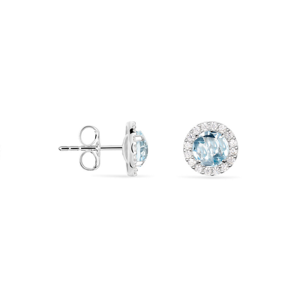 Damen Ohrstecker Weißgold 375 Blauer Topas 8mm - Ohrstecker Damen | OROVIVO