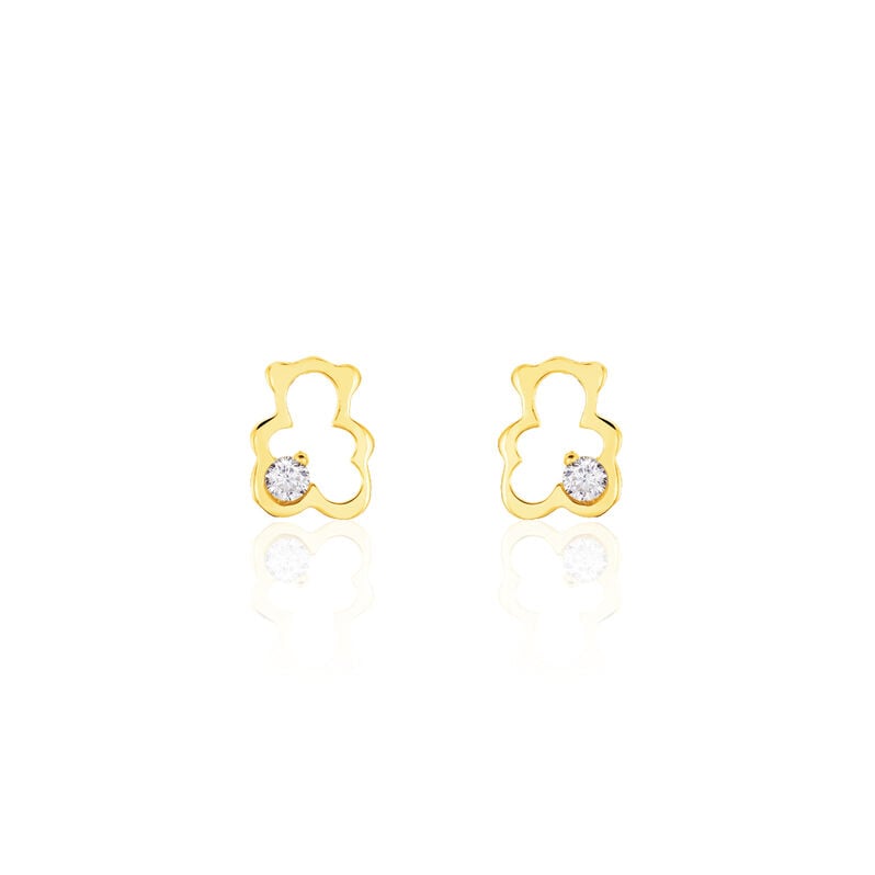 Boucles D'oreilles Or Jaune Puces Ourson - Spannringe Familie | OROVIVO