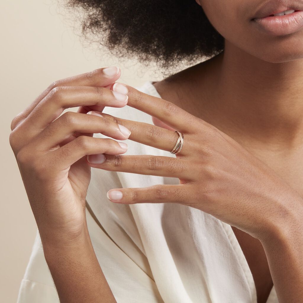 Bague Or Tricolore Sabera Vagues Diamant - Spannringe Damen | OROVIVO