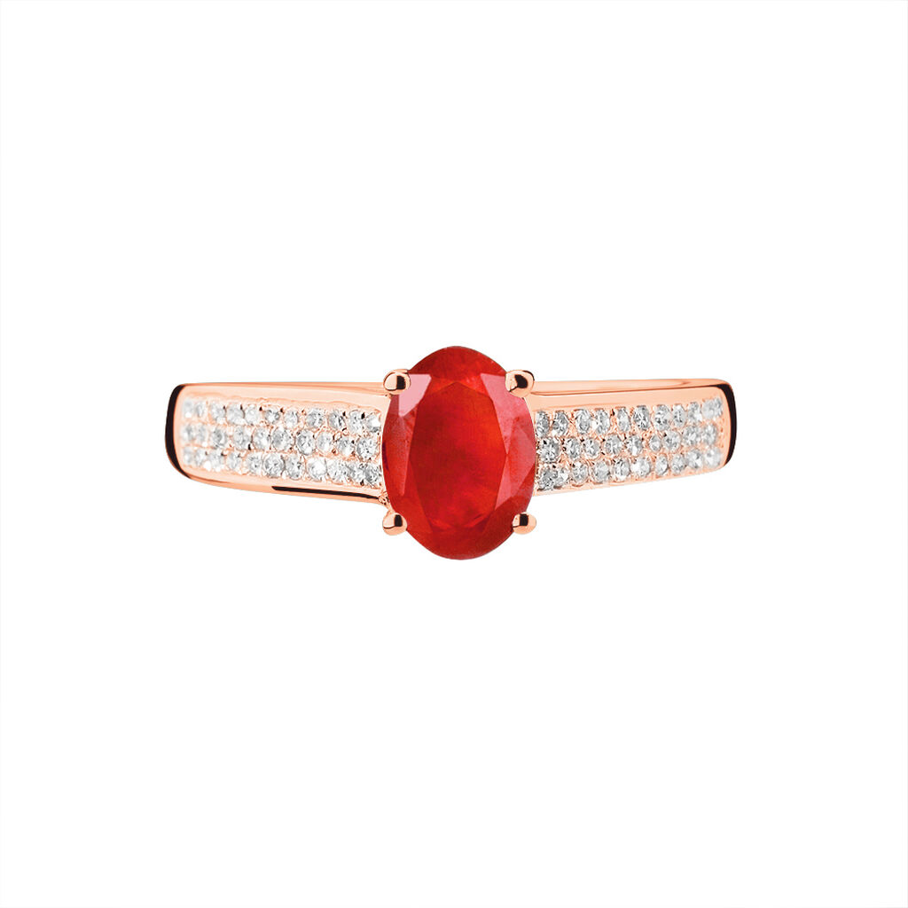 Bague Crista Or Rose Rubis Et Diamant - Spannringe Damen | OROVIVO