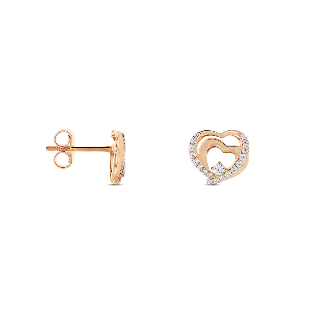 Damen Ohrstecker Silber 925 Rosé Vergoldet Herz - Ohrstecker Damen | OROVIVO